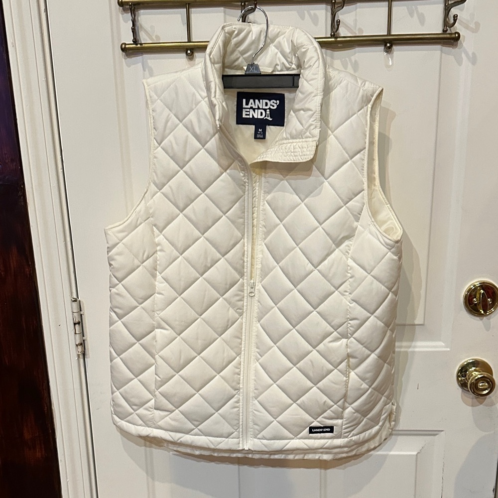 Lands' End Ivory Quilted Vest